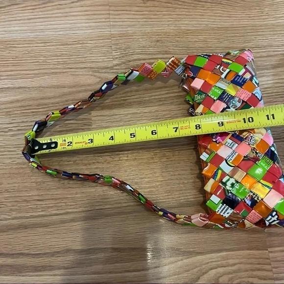 Recycled Candy Wrapper Purse Woven Shoulder Bag Recycled Wearable Art Y2K - Picture 10 of 11